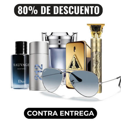 KIT PREMIUM: SAUVAGE + 212 + ONE MILLION + INVICTUS (100ml cada) + MÁQUINA DE CORTAR CABELLO + GAFAS RAY BAN | CIERRE DE LA TIENDA - CONTRA ENTREGA ENVÍO GRATIS (promoción solo hoy)