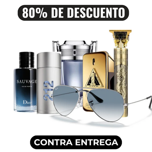 KIT PREMIUM: SAUVAGE + 212 + ONE MILLION + INVICTUS (100ml cada) + MÁQUINA DE CORTAR CABELLO + GAFAS RAY BAN | CIERRE DE LA TIENDA - CONTRA ENTREGA ENVÍO GRATIS (promoción solo hoy)