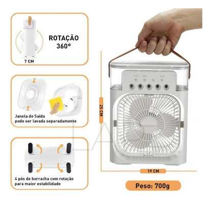 Ventilador Portátil 3 en 1 con Aire Acondicionado y Enfriamiento por Agua